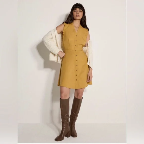 APRICOT 🍑 - Ruffle Button Down Dress - Picture 1 of 6